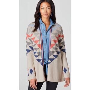 J.Jill ~ L(16/18) ~ NEW Excellent Intarsia Open-Front Cardigan ~ EUC